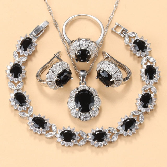 C2C Mall 925 Sterling Silver Trendy Necklace And Earrings Ladies Jewelry Sets