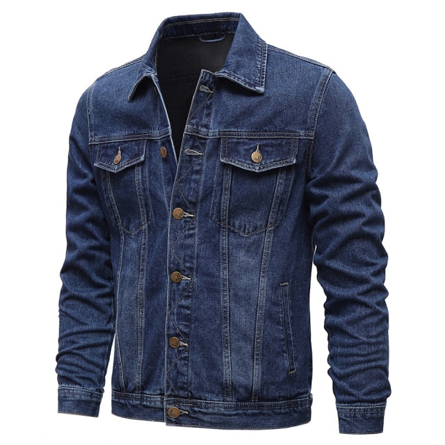 MYAZHOU Men Denim Casual Single Breasted Slim Fit Jeans Jacket
