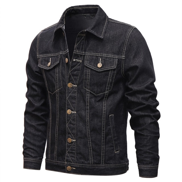 MYAZHOU Men Denim Casual Single Breasted Slim Fit Jeans Jacket