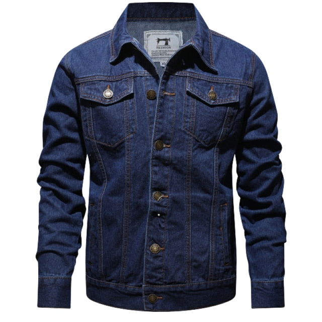 New Style Boutique Pure Cotton Fashion Blue and Black Mens Casual Denim Jacket Slim Cowboy Coat