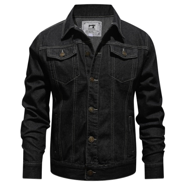 New Style Boutique Pure Cotton Fashion Blue and Black Mens Casual Denim Jacket Slim Cowboy Coat
