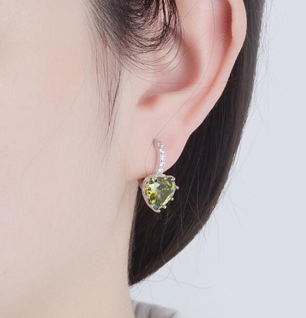 Fashion Statement Bijoux 9 Color Cute Romantic 925 Sterling Silver Crystal Love Heart Stud Earrings for Women Wedding Earring
