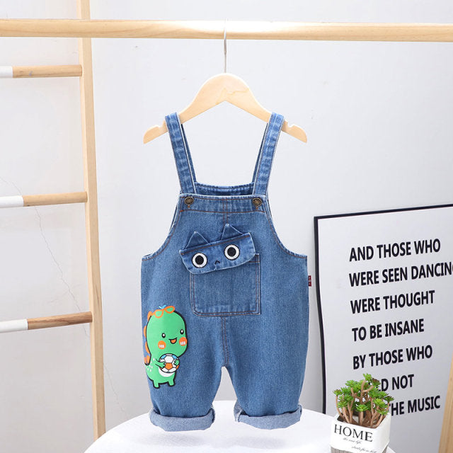 C2C Mall-Baby Boys and Girls Button Fly Cartoon Denim Overalls Pants