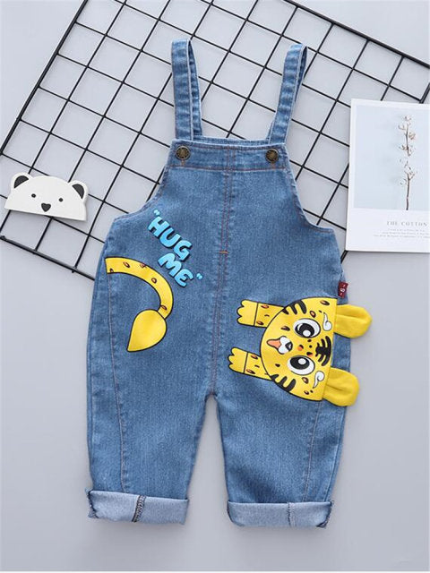 C2C Mall-Baby Boys and Girls Button Fly Cartoon Denim Overalls Pants
