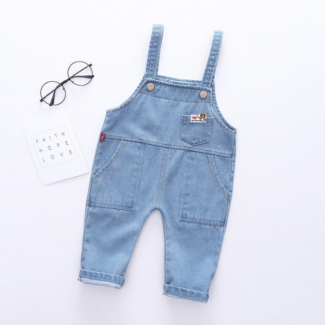 C2C Mall-Baby Boys and Girls Button Fly Cartoon Denim Overalls Pants