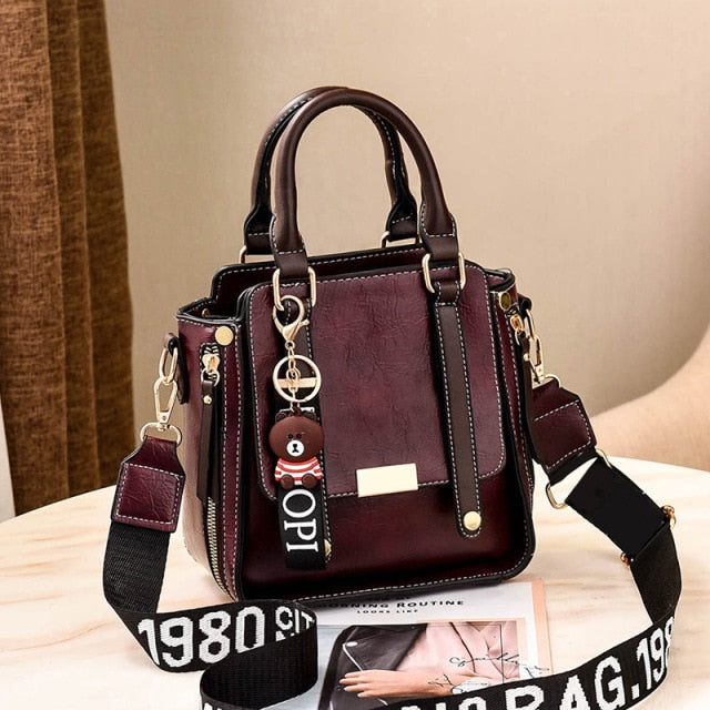 Leather Ladies Crossbody Shoulder Boston Handbag