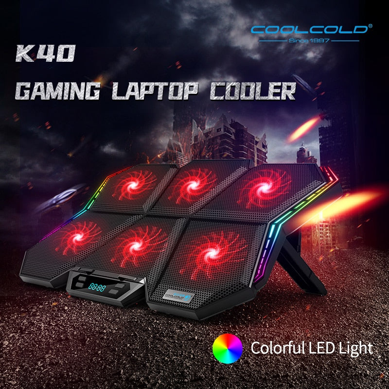 C2C Gaming Led Screen Laptop Cooling with Six Fan and 2 USB Ports