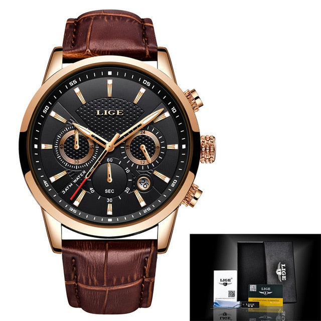 Men Wrist Leather Quartz Watch