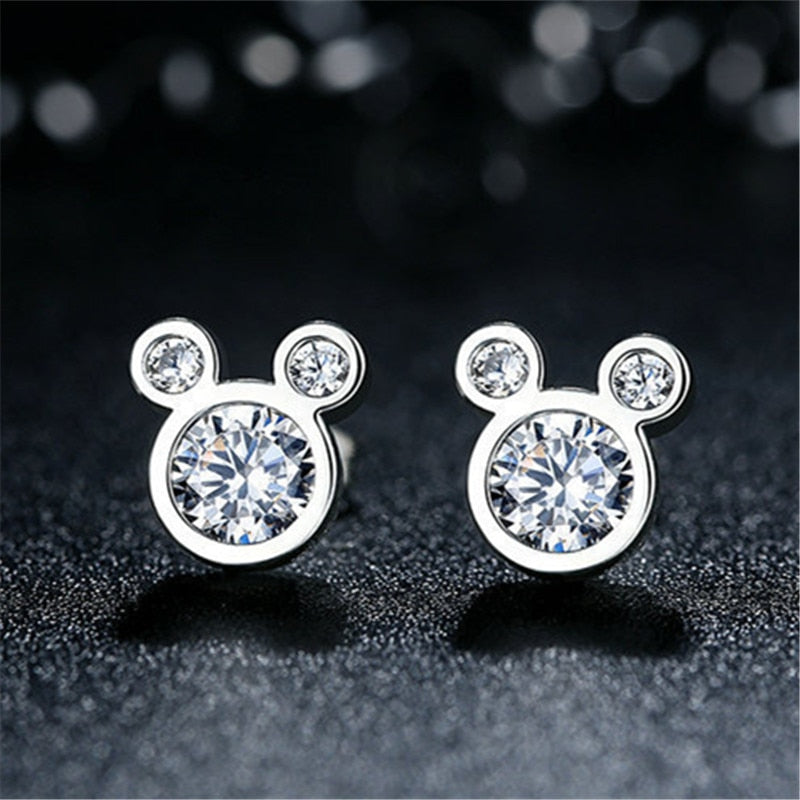 C2C Mall 925 Sterling Silver Crystal Cartoon Stud Ladies Earrings