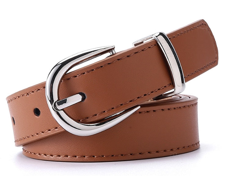 Ladies Luxury Brand Belt Designer's Leather High Quality Fashion Alloy Buckle