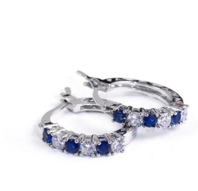 Silver Color Pendientes Round Circle Mosaic CZ Zircon Stud Earrings