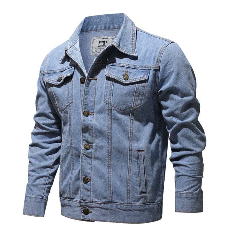 New Style Boutique Pure Cotton Fashion Blue and Black Mens Casual Denim Jacket Slim Cowboy Coat