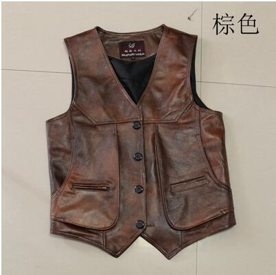C2C Genuine Leather Motorcycle Mens Slim Fit Vest