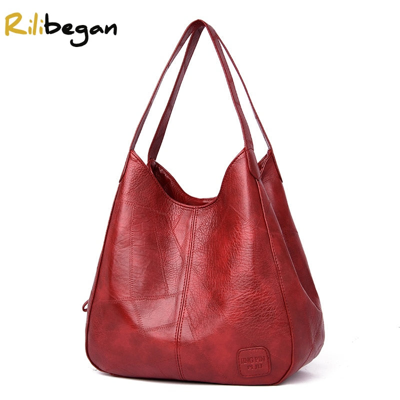 C2C High Quality Leather PU Shoulder Solid Vintage Women's Handbag