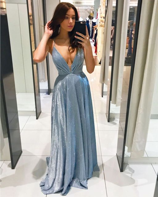 C2C A-Line Spaghetti Straps Floor Length Satin Women Dress