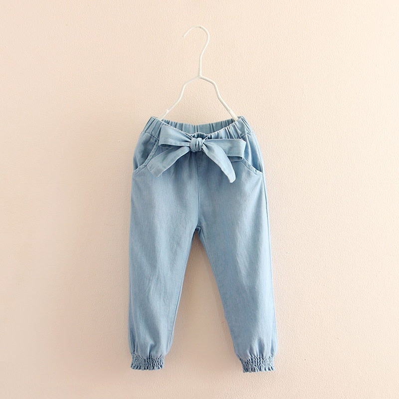 C2C Mall-Baby Girl Elastic Bow Lantern Denim Jeans
