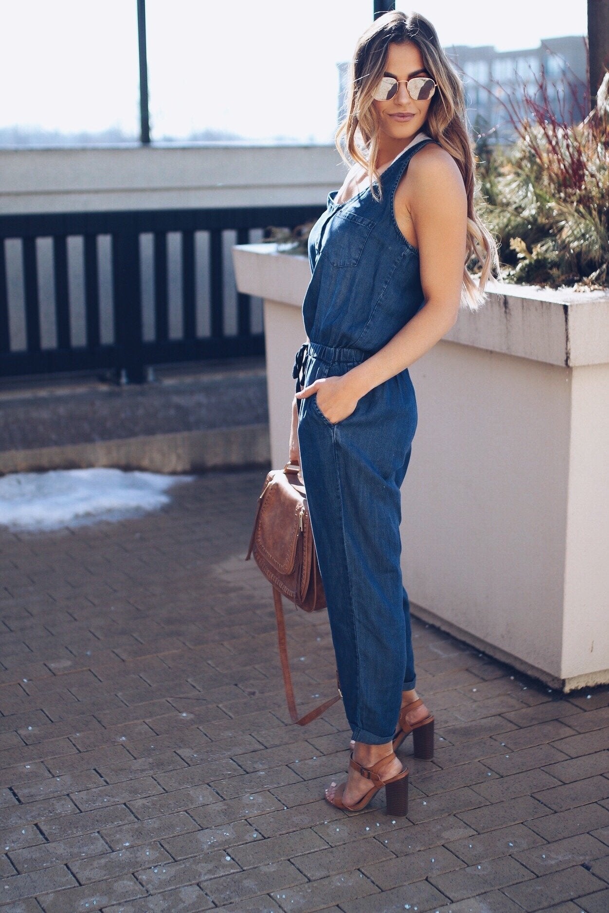 Xiaxioanny Denim Wash Sleeveless Loose Ladies Jumpsuit