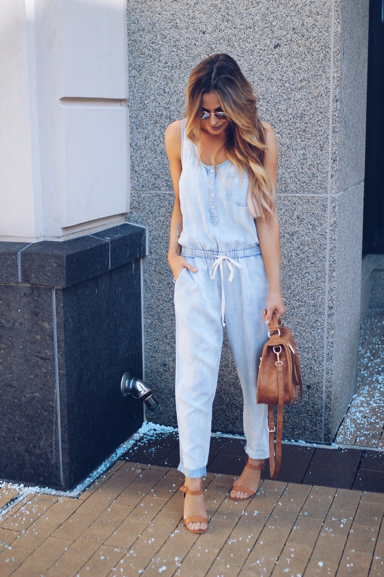 Xiaxioanny Denim Wash Sleeveless Loose Ladies Jumpsuit