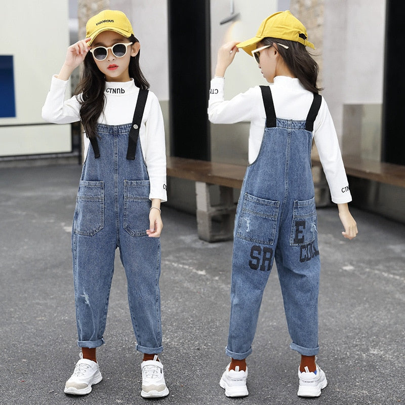 C2C Denim Blue Girls Jeans Jumpsuits