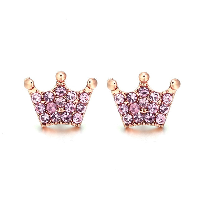 Rose Gold & Silver Stud Earrings For Ladies-Anti Allergy