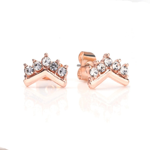 Rose Gold & Silver Stud Earrings For Ladies-Anti Allergy