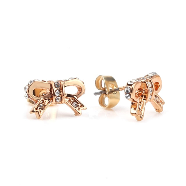 Rose Gold & Silver Stud Earrings For Ladies-Anti Allergy