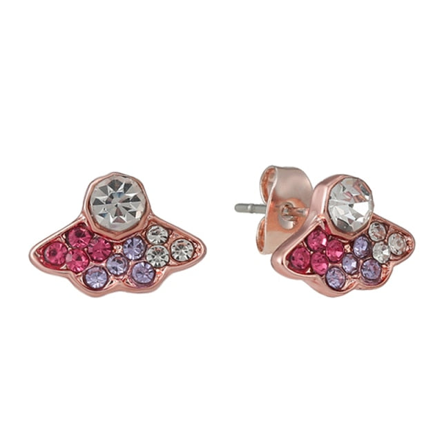 Rose Gold & Silver Stud Earrings For Ladies-Anti Allergy