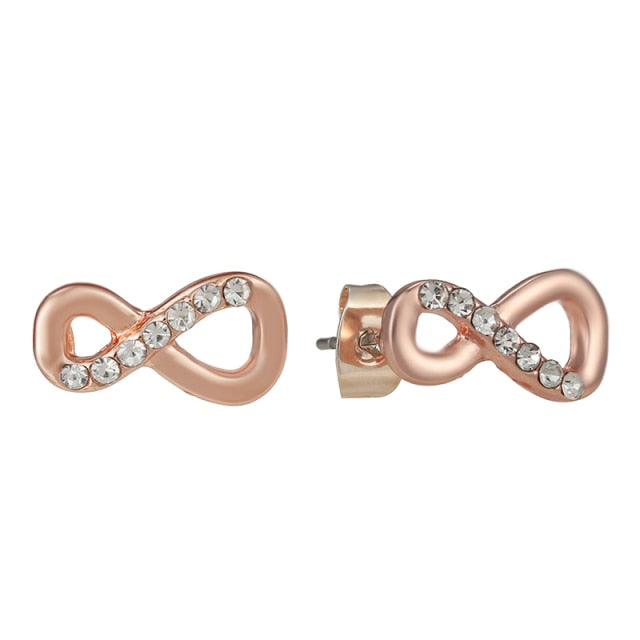 Rose Gold & Silver Stud Earrings For Ladies-Anti Allergy
