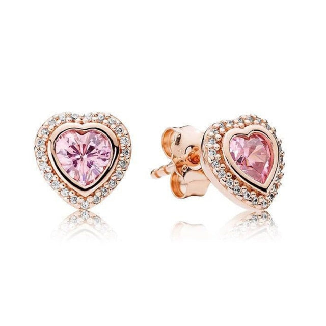Rose Gold & Silver Stud Earrings For Ladies-Anti Allergy