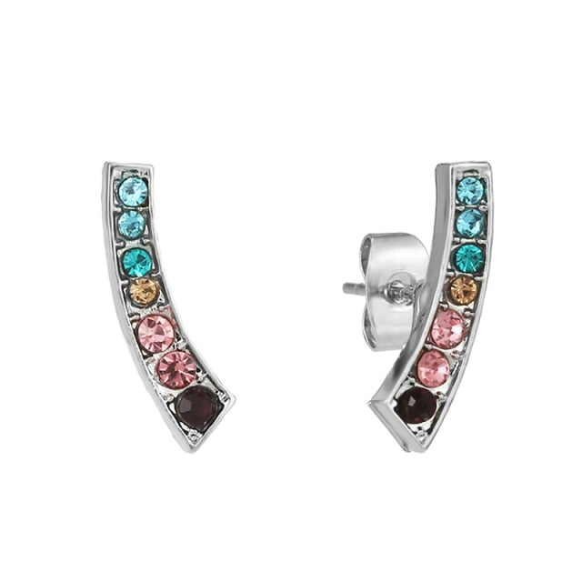 Rose Gold & Silver Stud Earrings For Ladies-Anti Allergy