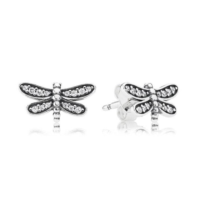 Rose Gold & Silver Stud Earrings For Ladies-Anti Allergy