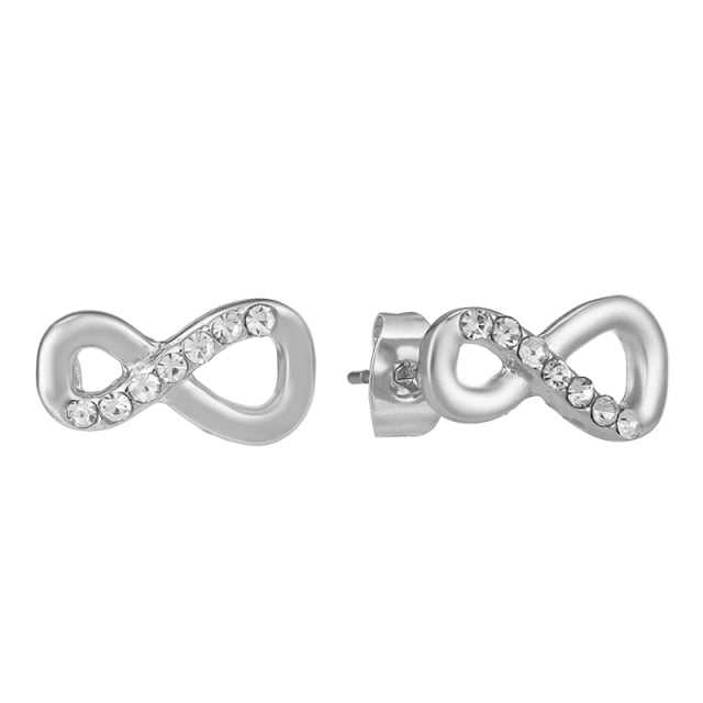 Rose Gold & Silver Stud Earrings For Ladies-Anti Allergy
