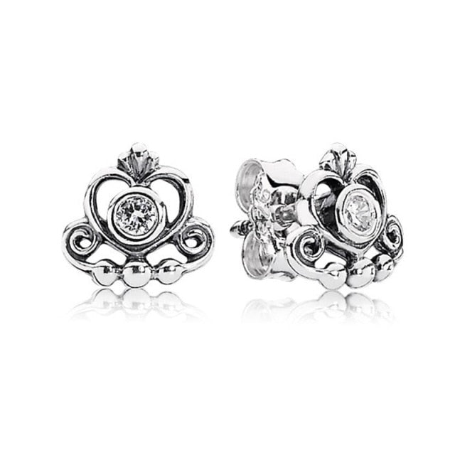 Rose Gold & Silver Stud Earrings For Ladies-Anti Allergy