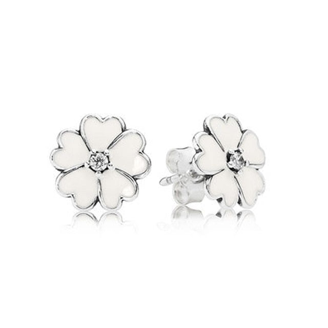 Rose Gold & Silver Stud Earrings For Ladies-Anti Allergy