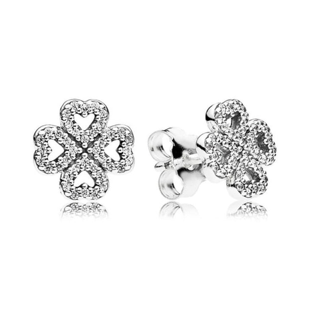 Rose Gold & Silver Stud Earrings For Ladies-Anti Allergy