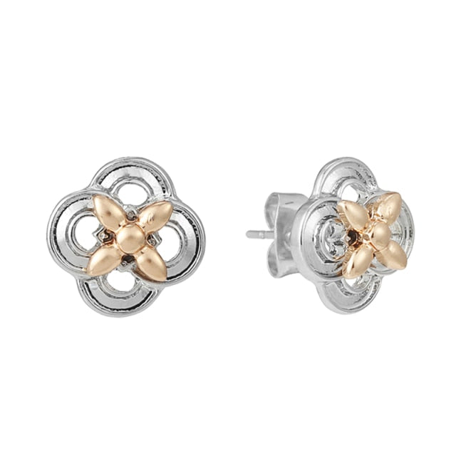 Rose Gold & Silver Stud Earrings For Ladies-Anti Allergy