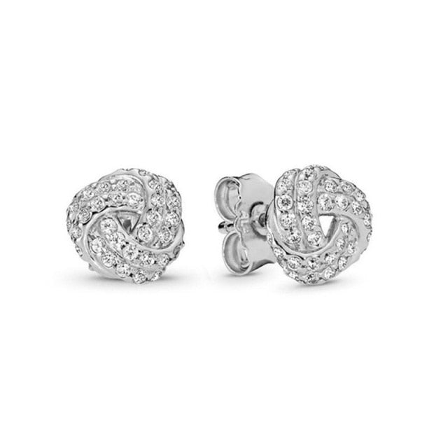 Rose Gold & Silver Stud Earrings For Ladies-Anti Allergy