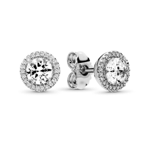 Rose Gold & Silver Stud Earrings For Ladies-Anti Allergy