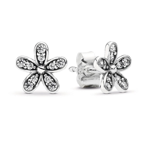 Rose Gold & Silver Stud Earrings For Ladies-Anti Allergy