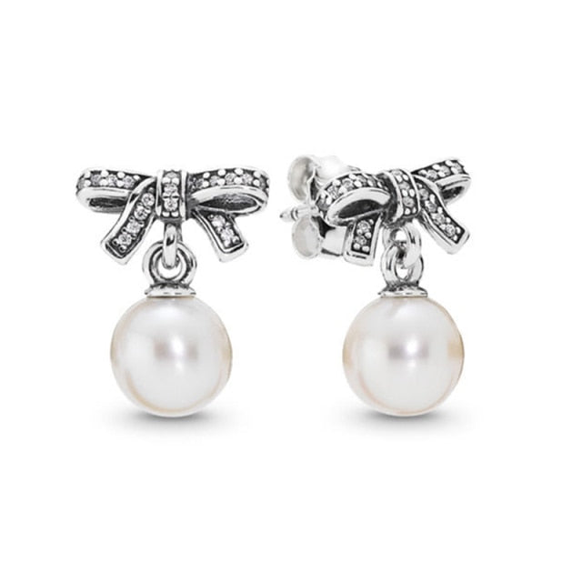 Rose Gold & Silver Stud Earrings For Ladies-Anti Allergy