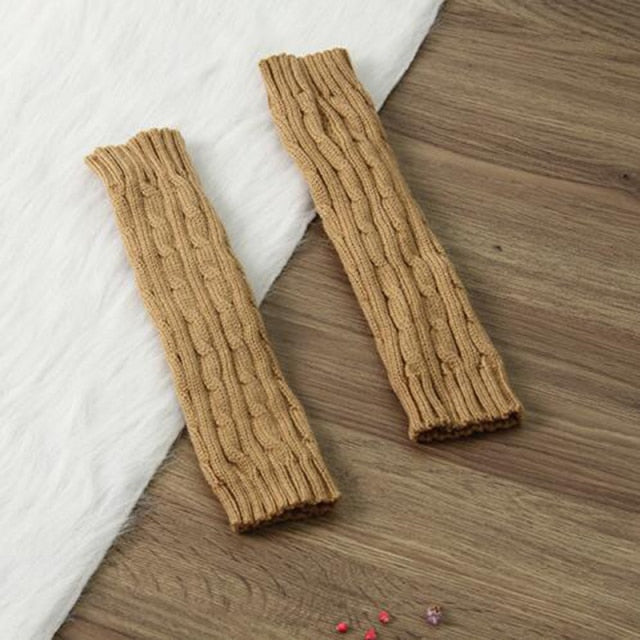 C2C Winter Women Arm Warmers Knitted Woolen Fingerless Gloves