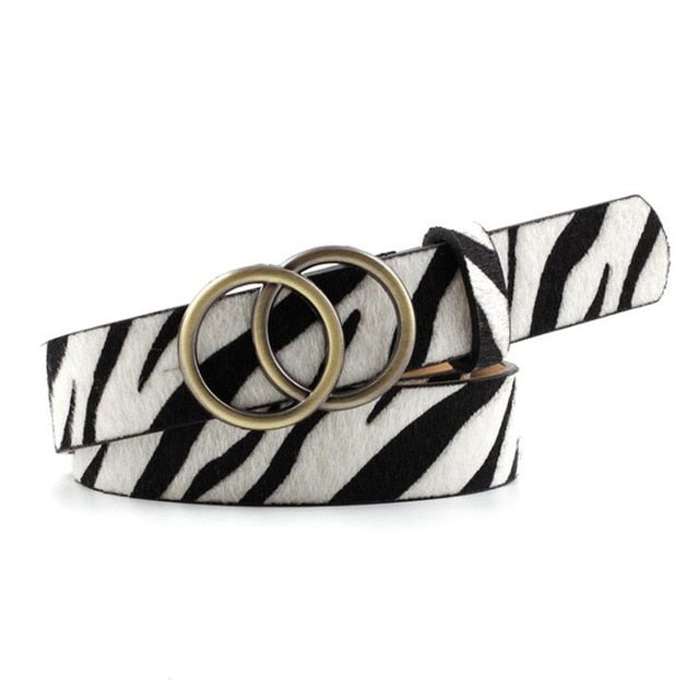 C2C Double Ring Women Leather Metal Buckle Belts For Ladies