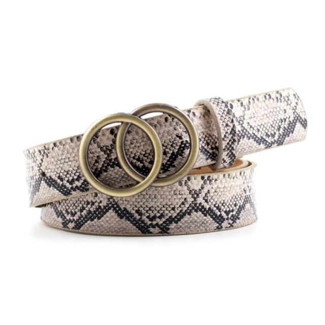 C2C Double Ring Women Leather Metal Buckle Belts For Ladies