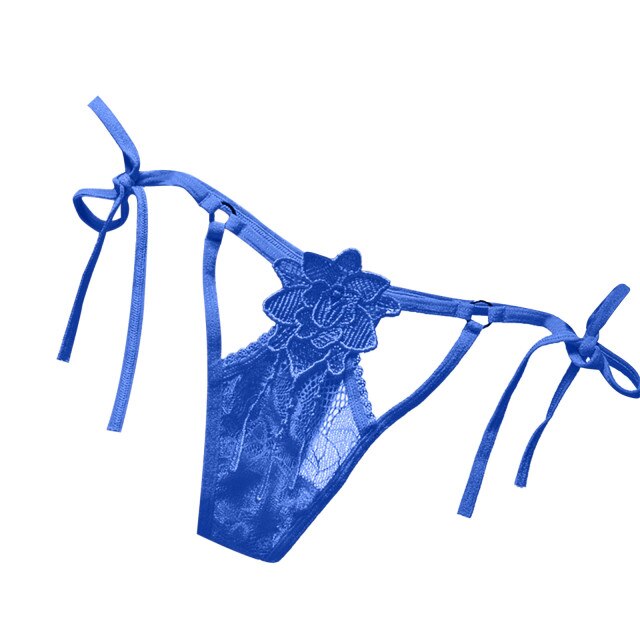 Sexy Sstrappy Breathable Ultra-Thin Lace Hollow Thong Low Waist Briefs Lingerie