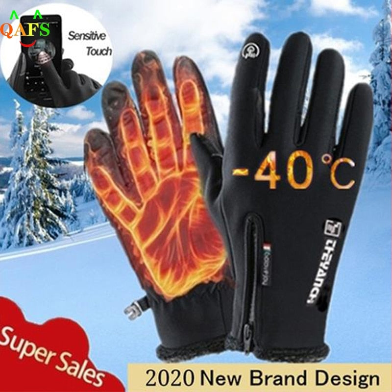 C2C Outdoor Winter Gloves Waterproof Moto Thermal Fleece Lined Resistant Touch Screen Non-slip Motorbike Riding