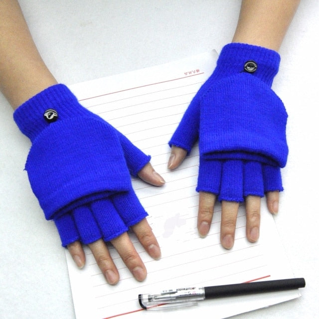 C2C Warm Thickening Woman Gloves Knitted Flip Fingerless Exposed