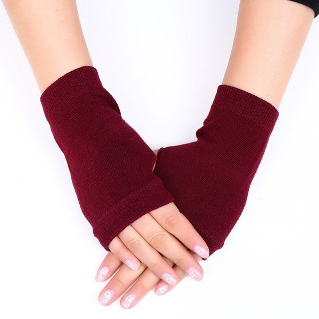 C2C Warm Thickening Woman Gloves Knitted Flip Fingerless Exposed