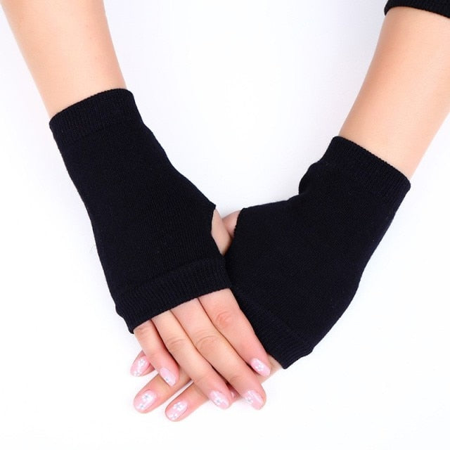 C2C Warm Thickening Woman Gloves Knitted Flip Fingerless Exposed