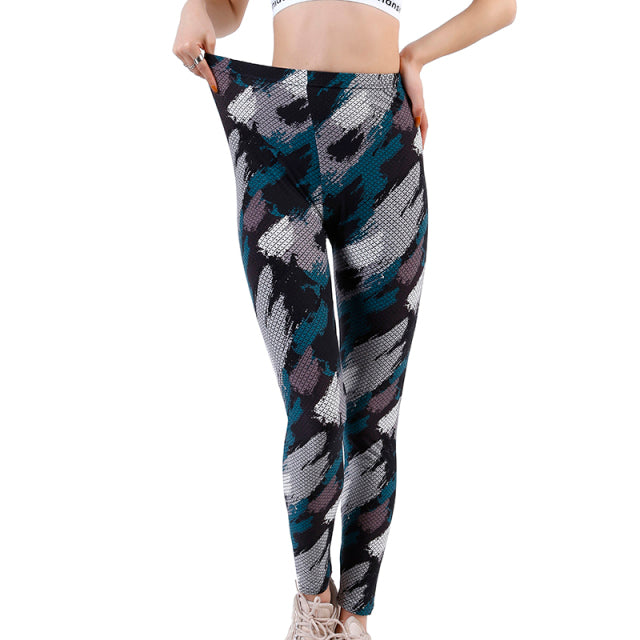 YSDNCHI 2021 Camouflage Womens for Leggins Graffiti Style Slim Stretch Trouser Army Green Leggings Deportes Pants K085
