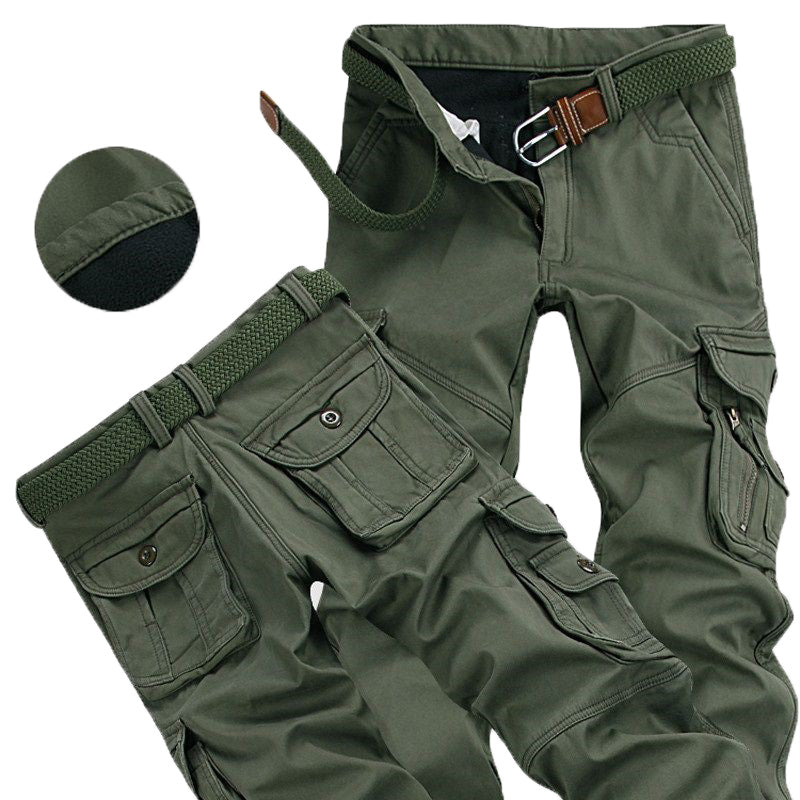 Men’s Winter Pant Thick Warm Cargo Pant Casual Fleece Pocket Fur Trouser Plus Size Brushed Fashion Loose Baggy Joger Worker Male